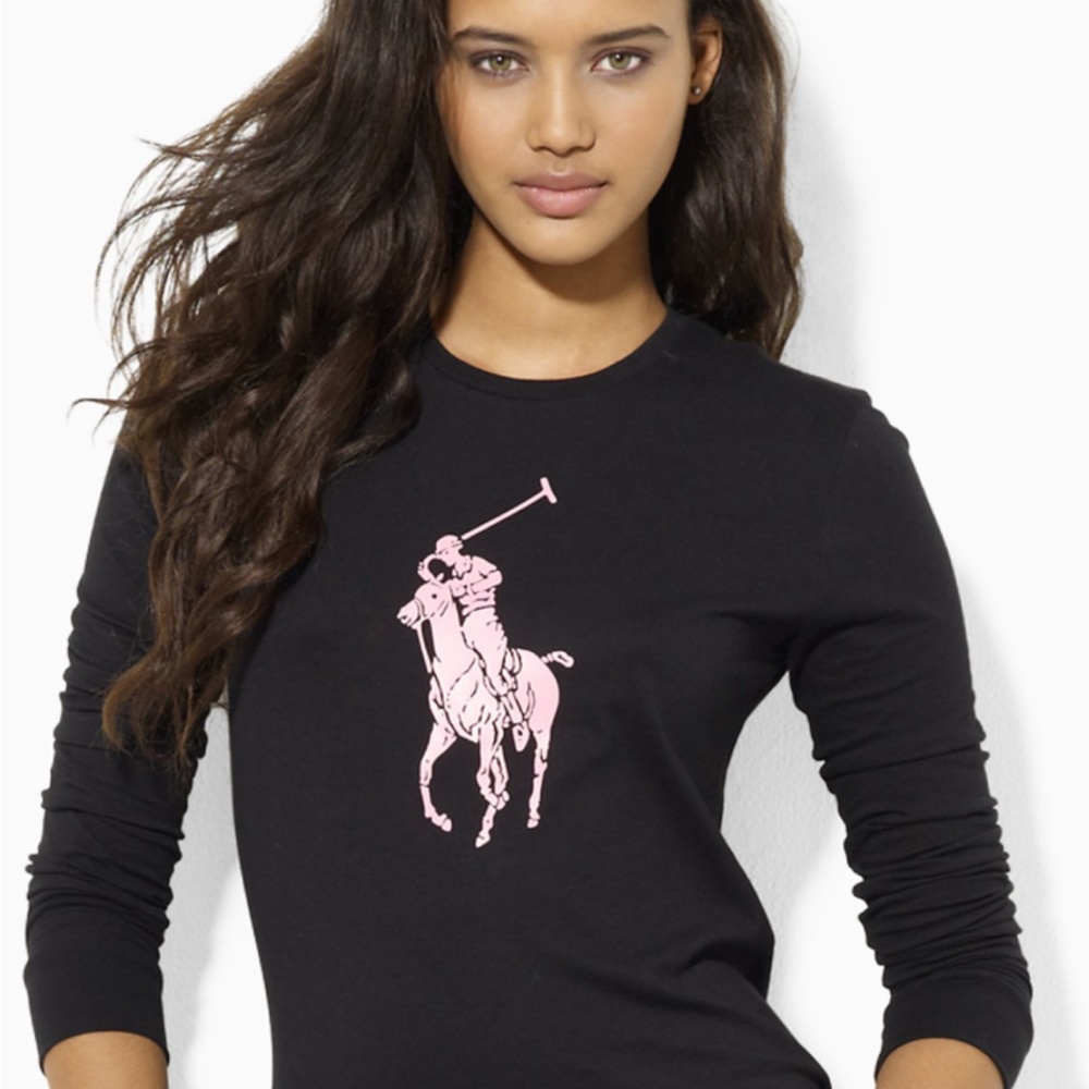 Pink Pony Polo by Ralph Lauren black jersey top. Never been worn. Size xs.